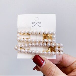 White Gold Tone Pearl Hair Clip Accessories